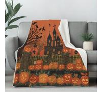 Castle Haunted House Fall Throw Blanket for Couch, Pumpkin Lantern Bat Fleece Blanket for Bed, Spooky Halloween Cozy Blankets 40"x60" Soft Warm Lightweight for All Season Camping Travel Picnic