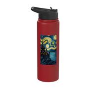 Castle in a Van Gogh Starry Night Stylistic Stainless Steel Insulated Water Bottle