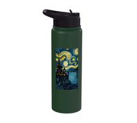 Castle in a Van Gogh Starry Night Stylistic Stainless Steel Insulated Water Bottle