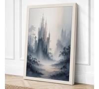 Castle in the Mist Romantic Canvas Wall Art Print 24x16 Inch (61 x 41 cm)