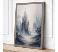 Castle in the Mist Romantic Canvas Wall Art Print 30x20 Inch (76 x 51 cm)