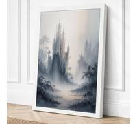 Castle in the Mist Romantic Canvas Wall Art Print 30x20 Inch (76 x 51 cm)