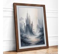 Castle in the Mist Romantic Framed Wall Art Print A1 (84.1×59.4cm)