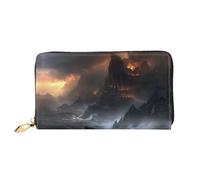 Castle In The Waves Pattern, Women'S Wallet, Long Clutch Wallet, Credit Card Holder Wallet, Travel Coin Purse, Black, One Size