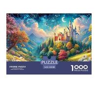 Castle in Vibrant, Starry Mountain Landscape 1000-Piece Jigsaw Puzzle Fantasy Architecture Educational Toy for Kids & Adults 52x38cm/1000pcs