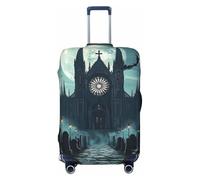Castle Moon and Church Ghost Cemetery Elastic Travel Luggage Cover Suitcase Protector, Print Suitcase Baggage Cover Anti-Scratch