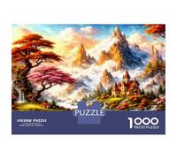 Castle Mountain Lake 1000 Pieces Jigsaw Puzzle Bundle Fantasy Landscape Charm Jigsaw Puzzle Extra-Thick Cardboard Jigsaw Puzzle Collector Mind Relaxation Office Break Travel 70x50cm/1000p