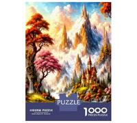 Castle Mountain Lake 1000pc Classic Jigsaw Puzzle Fantasy Landscape Charm Jigsaw Puzzle Bundle Extra-Thick Cardboard Collector Mind Relaxation Travel Office Break Holiday 70x50cm/1000