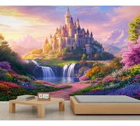 Castle Mural Wallpaper, Fairy Tale Castle Wall Mural, Garden Wallpaper for Living Room Bedroom TV Background Office Decor - 366x254cm