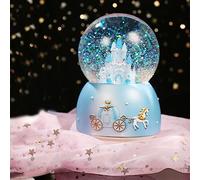 Castle Musical Snow Globe Rotating Crystal Ball Music Box Illuminated Automatic Snowfall Colorful Lights Water Globe Ornament Melody Artware Birthday Christmas New Year Gift for Girls Children Kids