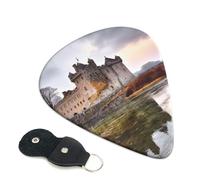 Castle Near Lake Stones 6 Pack Guitar Picks With Holder, Personalized Guitar Plectrums Non-Slip Portable Ukulele Bass Picks 0.46mm For Acoustic Guitar Lovers Gifts
