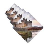Castle Near Lake Stones Car Air Fresheners Cards Set of 4 Pieces Personalized Car Fresheners Gifts for Men Women Auto Aromatherapy Tablets Hanging Scented Cards for Wardrobe Bathroom