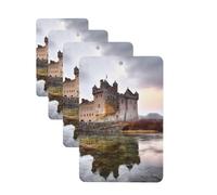 Castle Near Lake Stones Car Air Fresheners Cards Set of 4 Pieces Personalized Car Fresheners Gifts for Men Women Auto Aromatherapy Tablets Hanging Scented Cards for Wardrobe Bathroom