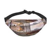 Castle Near Lake Stones Fanny Pack for Men Women Belt Bag Fashion Waist Bag Everywhere Crossbody Bag Wallet Hip Bum Bag with Adjustable Strap Waterproof Chest Bag for Travel Hiking Sports, Black, One