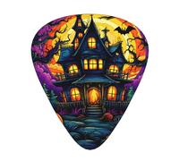 Castle of Terror printed guitar picks, 12-piece set with thin, medium, and thick styles, comes with a storage case