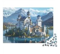 Castle on Island 100% Recycled Cardboard Neuschwanstein Castle 1000 Piece Jigsaws for Adults Brain Development Classic Games 52x38cm/1000pcs
