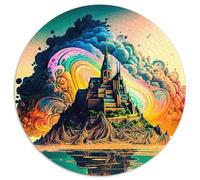 Castle on Island 1000Pc Adults Jigsaw Puzzle Round Puzzles for 1000 Piece DIY Home Decor Gift, Adult Brain Teaser (Size 67.5x67.5cm)