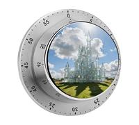 Castle on The Prairie Mechanical Kitchen Timer 60 Minute Wind Up Countdown Clock with Magnetic Back Loud Alarm Stainless Steel Manual Timer for Cooking Baking Classroom Home Gym