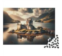 Castle on Water Island Jigsaw Puzzle for Adults, 1000 Pieces, 38x26cm/1000pcs, Smooth White Cardboard Pieces; A Calm After-work Activity