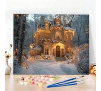 Castle Paint by Numbers for Adults Beginners, DIY Paint by Numbers Christmas Easy Colored Canvas Drawing 35 x 47 Inch Oil Painting Arts and Crafts for Adults Relax and Home Decor, Women Gifts W6-426
