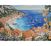Castle Paint by Numbers Kits for Adults, Coastal Painting by Number Kits On Canvas, DIY Canvas Oil Painting Kit for Adult or Beginner, Arts and Crafts Kit Acrylic Pigment, Home Decor 80x100 cm X-8788