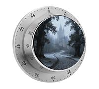 Castle Pathway Woods Kitchen Timer 60 Minute Visual Wind Up Timers Indoor Mechanical Timers with Magnetic Base Stainless Steel Timer for Home Cooking Time Management Tool