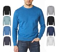 Castle Point Mens Herren-strickpullover Mit Rundhalsausschnitt CSPKNT003 Cotton Jumper Pullover Sweater, Crew Neck, Peacock, M, Peacock, M UK