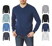Castle Point Mens Cspknt003 Herren-strickpullover Mit Rundhalsausschnitt Cotton Soft Touch V Neck Knitted Jumper Sweater, Denim, S, Denim, S UK