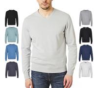 Castle Point CSPKNT004 Men's Cotton Soft Touch V Neck Knitted Jumper Sweater, Light Grey, XXL