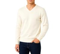 Castle Point Men’s 100% Cotton Knitted Jumper Lightweight V-Neck Pullover Sweater Classic Everyday Casual Knitwear (Cream - V Neck, XXL)