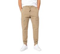 Castle Point Men's Cotton Cargo Trousers Elasticated Cuff, Stone, XL