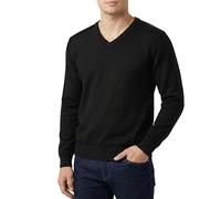 Castle Point Men's Cotton V-Neck Jumper Knitted, Black - V Neck, M