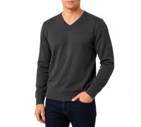 Castle Point Men's Cotton V-Neck Jumper Knitted, Charcoal - V Neck, S