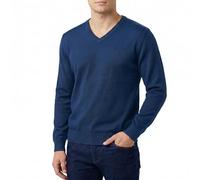 Castle Point Men's Cotton V-Neck Jumper Knitted, Denim, XL