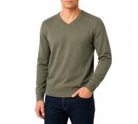Castle Point Men's Cotton V-Neck Jumper Knitted, Khaki - V Neck, M