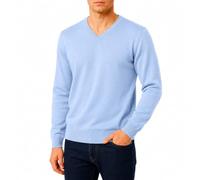Castle Point Men's Cotton V-Neck Jumper Knitted, Sky Blue - V Neck, S
