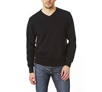 Castle Point Mens Cspknt003 Herren-strickpullover Mit Rundhalsausschnitt Cotton Soft Touch V Neck Knitted Jumper Sweater, Black - M, Black - V Neck, M UK