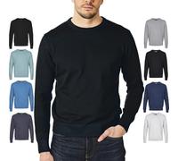 Castle Point Mens Herren-strickpullover Mit Rundhalsausschnitt CSPKNT003 Cotton Jumper Pullover Sweater, Crew Neck, Black, L, Black, L UK