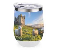 Castle Scottish Countryside Sheeps Insulated Cups & Mugs 12oz Double-Wall Bottles Stainless Steel Coffee Mug with Lids Drinks Tumbler