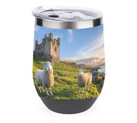 Castle Scottish Countryside Sheeps Insulated Cups & Mugs 12oz Double-Wall Bottles Stainless Steel Coffee Mug with Lids Drinks Tumbler