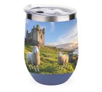 Castle Scottish Countryside Sheeps Insulated Cups & Mugs 12oz Double-Wall Bottles Stainless Steel Coffee Mug with Lids Drinks Tumbler