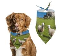 Castle Scottish Countryside Sheeps Printed Dog Bandanas Pet Scarf Triangle Adjustable Kerchief Accessories for Cat Dog