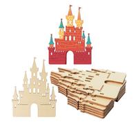 Castle Shape Wood Wall Art Unfinished Ornaments for Princess Room Christmas Wedding Birthday Party Decoration Home Door Wall Decorations 6 Pack