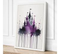 Castle Spires in Splatter Canvas Wall Art Print 24x16 Inch