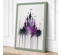 Castle Spires in Splatter Canvas Wall Art Print 24x16 Inch (61 x 41 cm)