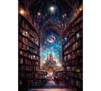 Castle Stamped Cross Stitch Kits for Adults -Library Embroidery Kits for Beginners Adults,11 CT Patterns Dimensions Counted Cross Stitch Kits for Adults Arts Craft 12x16 inch