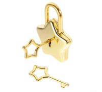 Castle Star Mini Padlock with 2 Star Keys for Securing Personal Belongings Such as Diaries, Suitcases, Backpacks, and Craft Project Decoration (Gold)