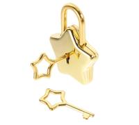 Castle Star Shape Vintage Zinc Alloy Padlock with 2 Matching Star Keys, Mini Love Lock for Diary, Backpack, Suitcase, Gift Decoration in Gold Silver