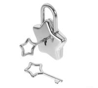 Castle Star Shaped Padlock Vintage Miniature Love Lock for Diary Backpack Suitcase Zinc Alloy Decorative Security Lock with 2 Keys Gold Silver Finish Home Present(Silver)