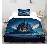 Castle Starry Sky Bedding Set Theme Bedspread Gothic Themes Duvet Cover Set Chic Breathable Comforter Cover Universal for All Seasons with Pillow Single（135x200cm）